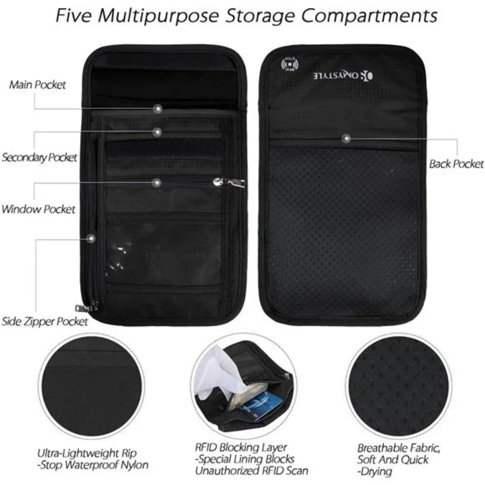 Neck Wallet, RFID Passport Holder for Travel, Adjustable Neck Strap